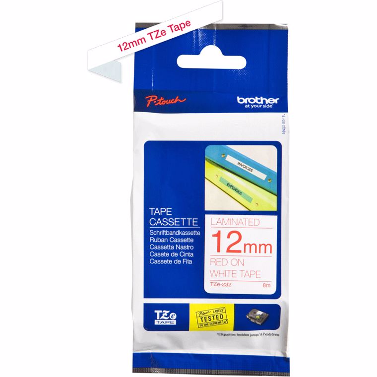 POT TRAKA TZE232 12mm crveno na bijelo