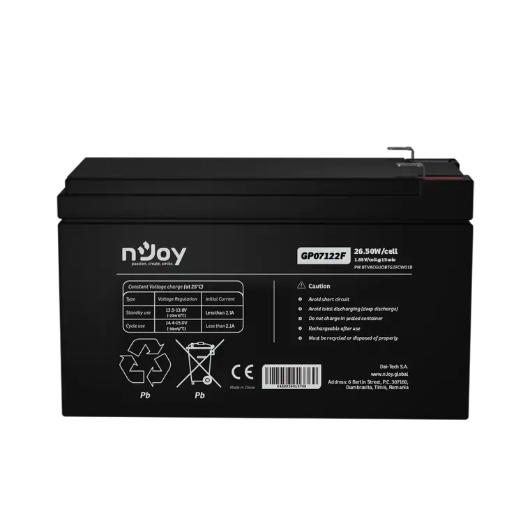 NJOY baterija 12V 7Ah GP07122F F2/T2