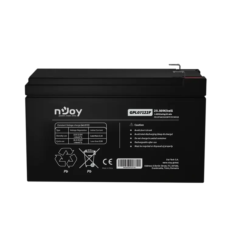 NJOY baterija 12V 7Ah GPL07122F T2/F2