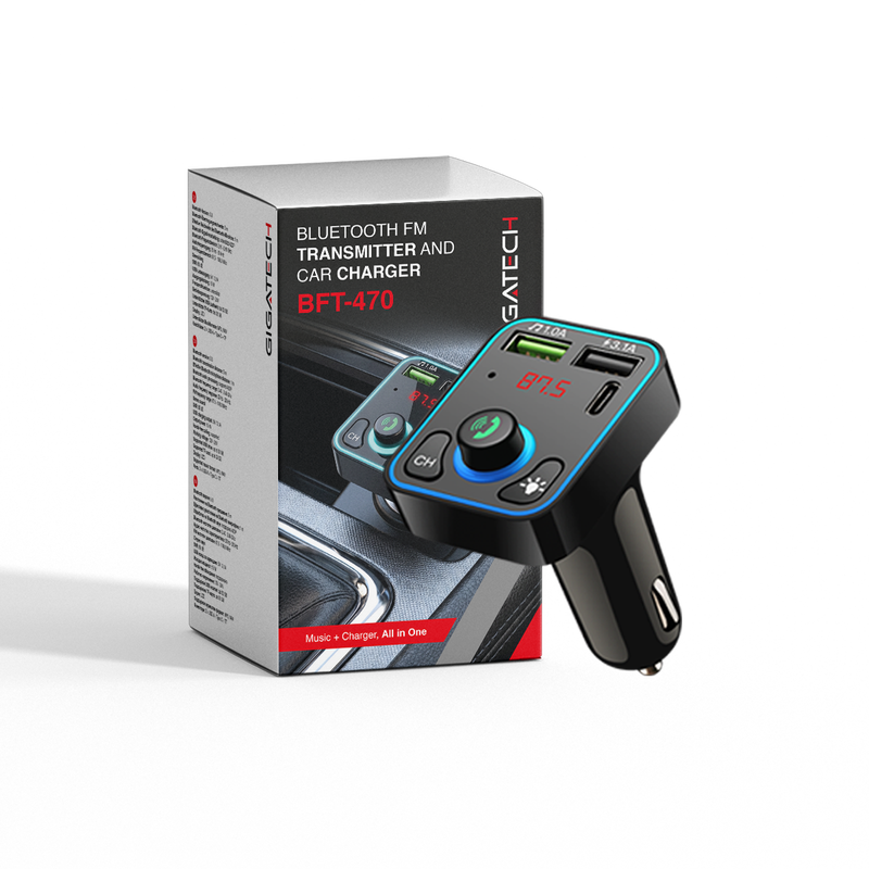 GIGATECH Bluetooth FM transmiter i autopunjač Gigatech BFT-470 s LED svjetlima