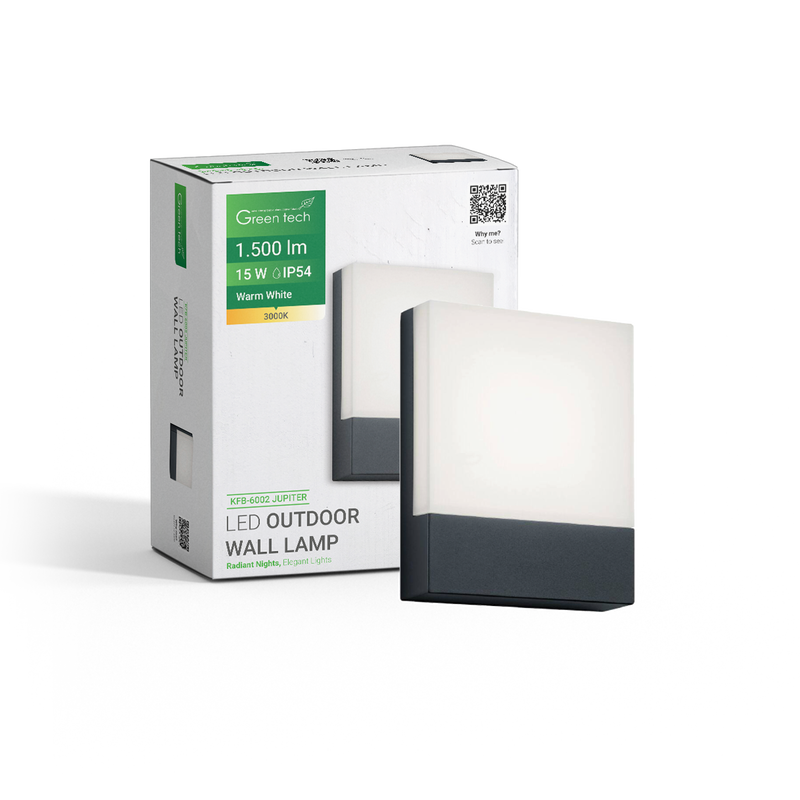 GREEN TECH LED zidna svjetiljka Green Tech JUPITER, 15W, 3000K, IP54 - KFB-6002