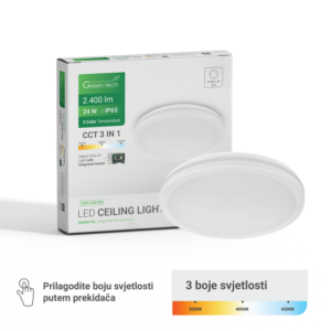GREEN TECH LED plafonjera Green Tech 24W, 3CCT, 30 cm, IP65, bijela - CWK-24W-WH
