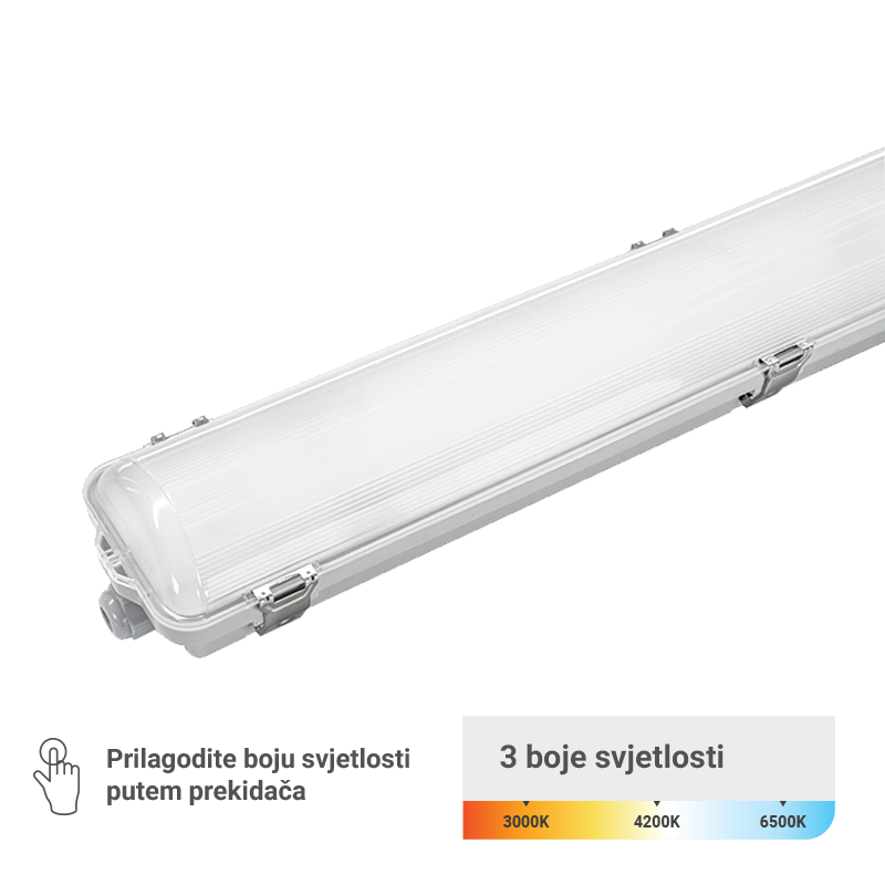 GREEN TECH LED vodotijesna svjetiljka Green Tech, 15W, 3CCT, IP66, 636 cm - LWF-636-15W