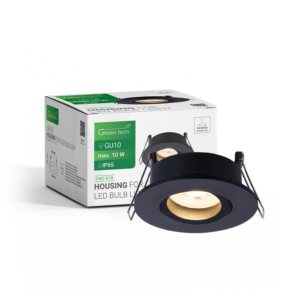 GREEN TECH Kućište za LED žarulju Green Tech, GU10, IP65, crna boja, 85 mm - DWC-R1B