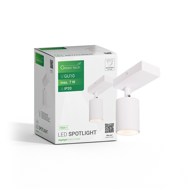 GREEN TECH LED spot svjetiljka Green Tech, GU10 X 1 kom, bijela boja - FEBA-1