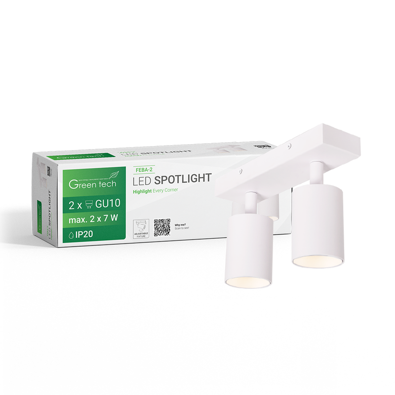 GREEN TECH LED spot svjetiljka Green Tech, GU10 X 2 kom, bijela boja - FEBA-2