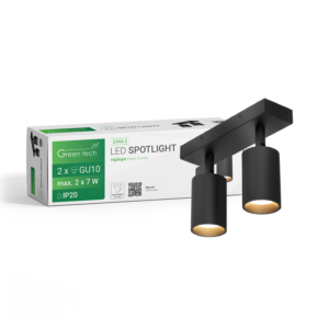 GREEN TECH LED spot svjetiljka Green Tech, GU10 X 2 kom, crna boja - ZARA-2