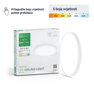 GREEN TECH LED plafonjera Green Tech 20W, 5 CCT 3000K-3500K-4000K-5000K-6500K, fi30 cm - CNX-20W-WH