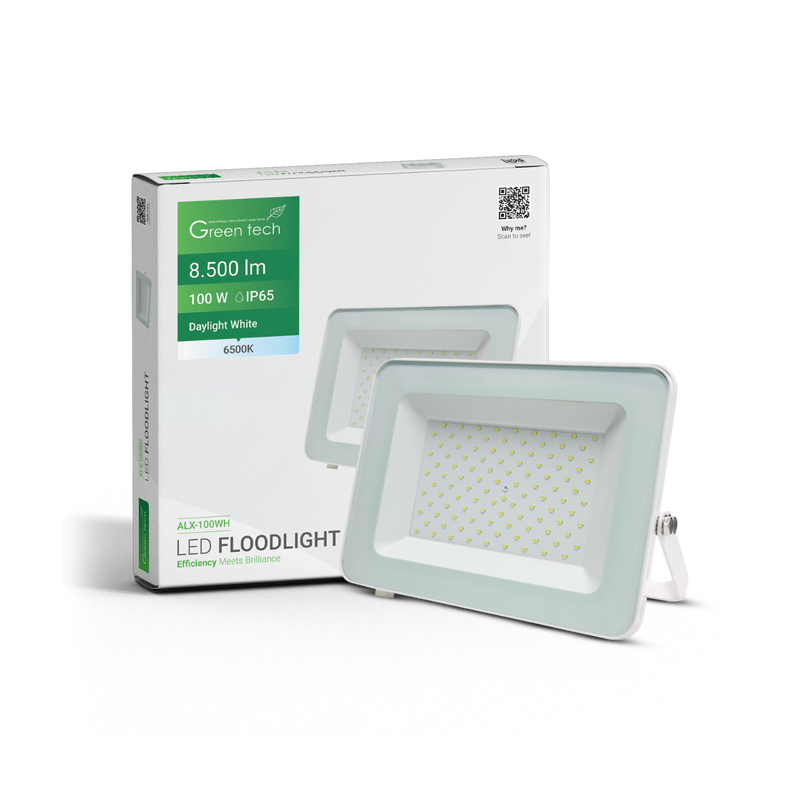 GREEN TECH LED reflektor Green Tech 8500 lm, 100W, 6500K, IP65, bijeli - ALX-100WH