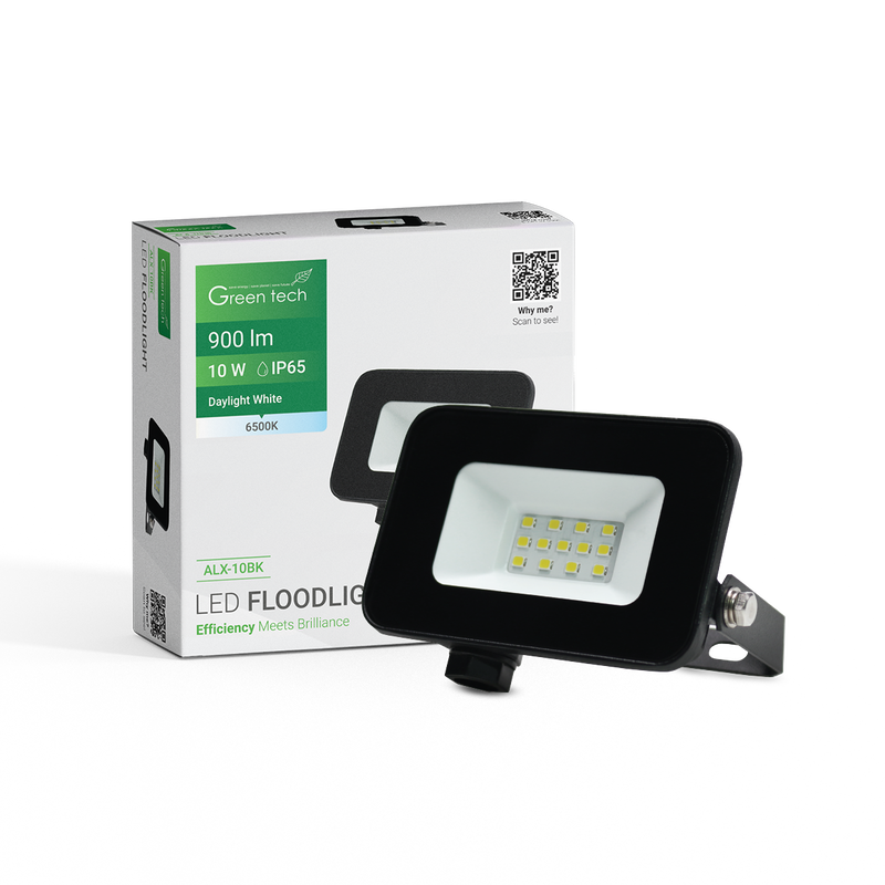 GREEN TECH LED reflektor Green Tech 900 lm, 10W, 6500K, IP65, crni - ALX-10BK