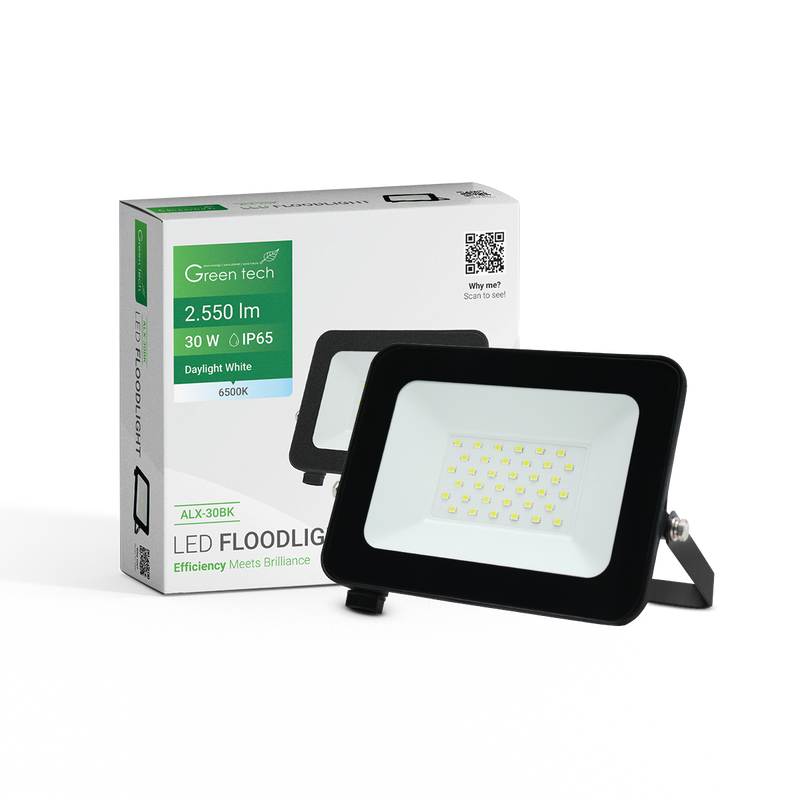 GREEN TECH LED reflektor Green Tech 2550 lm, 30W, 6500K, IP65, crni - ALX-30BK