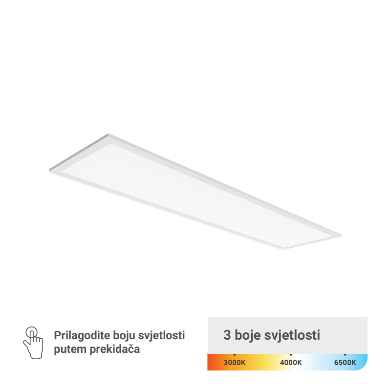GREEN TECH LED panel Green Tech 295 x 1195 x 30 mm 40W, 3 CCT, 130lm/W, Philips driver - PLX30120