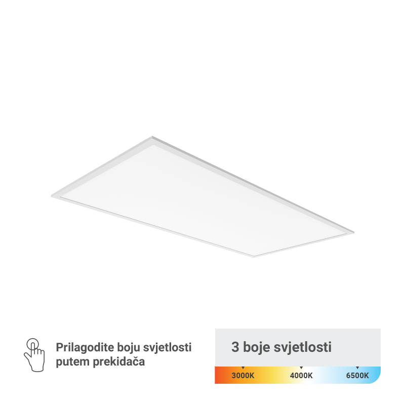 GREEN TECH LED panel Green Tech 595 x 1195 x 30 mm 60W, 3 CCT, 130lm/W, Philips driver - PLX60120