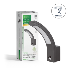 GREEN TECH LED zidna svjetiljka sa senzorom Green Tech 15W, 3000K, crna boja - KFS-053S