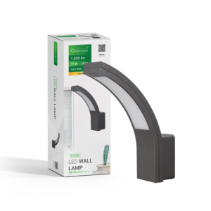 GREEN TECH LED zidna svjetiljka bez senzora Green Tech 15W, 3000K, crna boja - KFS-054