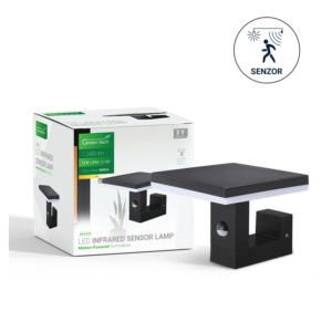 GREEN TECH LED zidna svjetiljka sa senzorom Green Tech, 15W, 3000K, crna boja - KFS-070