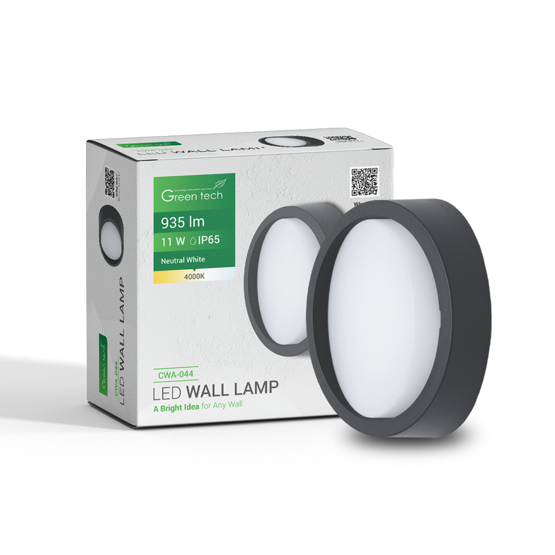 GREEN TECH LED zidna svjetiljka Green Tech 11W, 4000K, promjer 17*6,4cm, IP65, crna - CWA-044