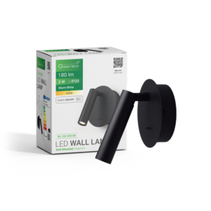 GREEN TECH LED zidna lampa Green Tech 3W, 3000K, crna boja - WL-3W-WW-BK