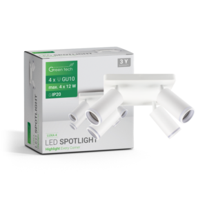 GREEN TECH LED spot svjetiljka Green Tech, GU10 X 4 kom, bijela boja - LUXA-4