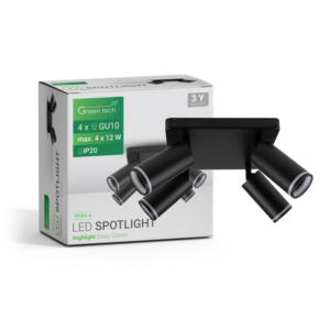 GREEN TECH LED spot svjetiljka Green Tech, GU10 X 4 kom, crna boja - NYXA-4