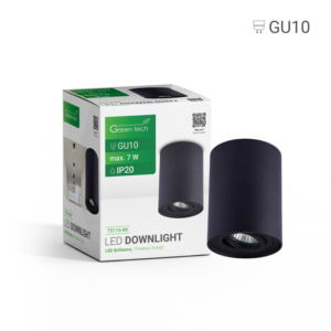GREEN TECH Nadgradna svjetiljka Green Tech, crna boja, grlo GU10 - TS116-BK