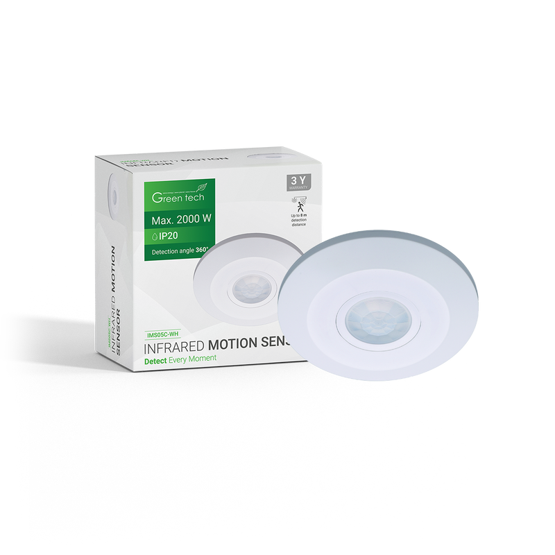 GREEN TECH Infracrveni nadgradni senzor pokreta Green Tech IMS05C, IP20, 360° - IMS05C-WH
