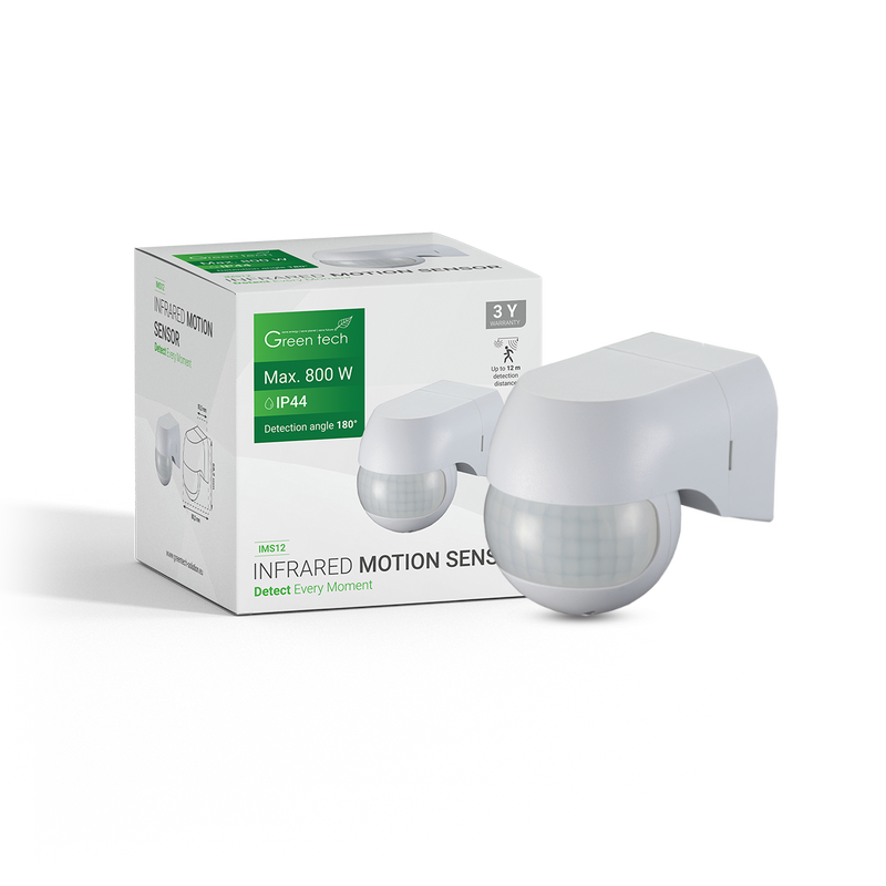GREEN TECH Infracrveni nadgradni senzor pokreta Green Tech IMS12, IP44, 180°