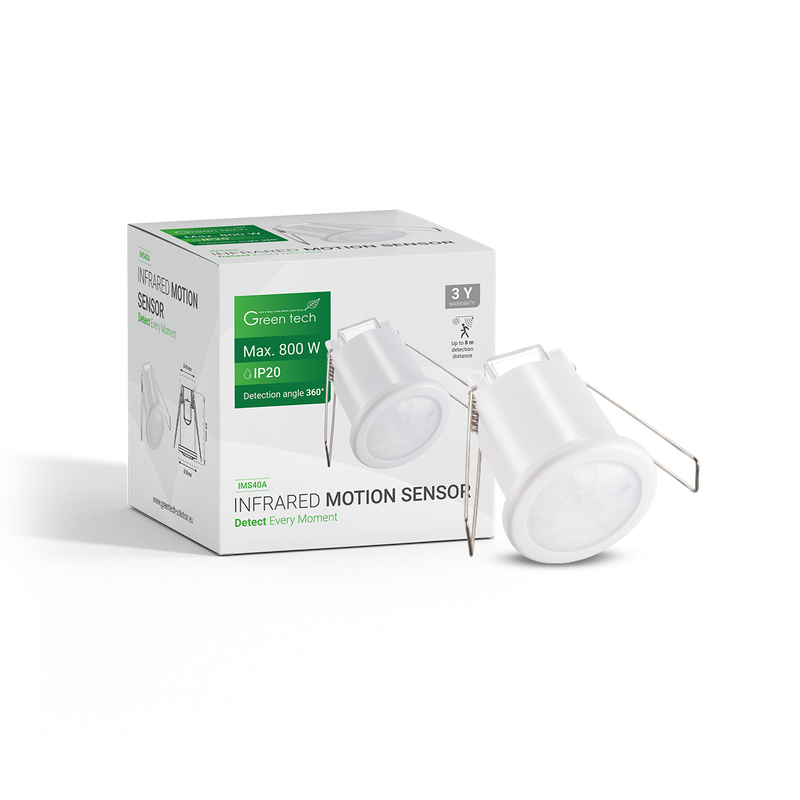 GREEN TECH Infracrveni ugradni senzor pokreta Green Tech IMS40A, IP20, 360°