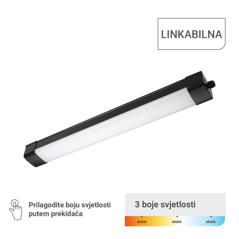 GREEN TECH LED vodotijesna svjetiljka Green Tech, linkabilna, 3CCT, 30W, IP65, crna - WP-BD-30W-3CCT
