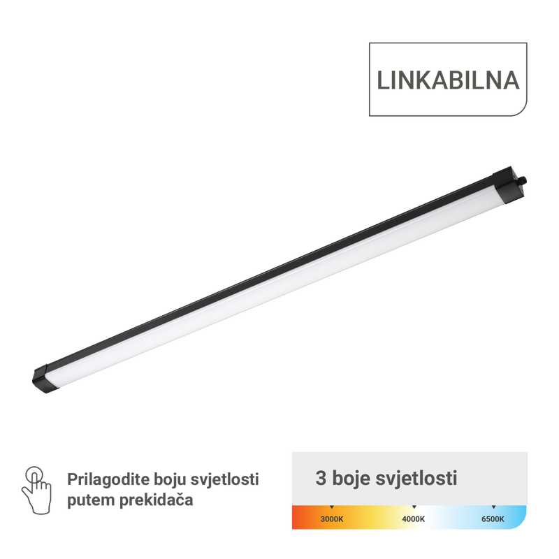 GREEN TECH LED vodotijesna svjetiljka Green Tech, linkabilna, 3CCT, 70W, IP65, crna - WP-BD-70W-3CCT