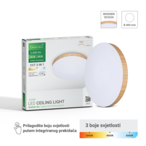 GREEN TECH LED plafonjera Green Tech 36W, 3CCT, 40 cm, drveni okvir - CLE-36W