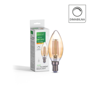 GREEN TECH LED filament žarulja Green Tech 6W, 2300K, E14, AC220V, C35, amber, dimabilna - LFB-5202