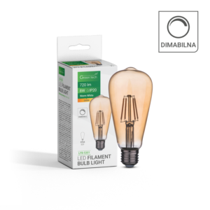 GREEN TECH LED filament žarulja Green Tech 8W, 2300K, E27, AC220V, ST64, amber, dimabilna - LFB-5301
