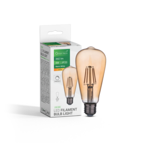 GREEN TECH LED filament žarulja Green Tech 4W, 2300K, E27, AC220V, ST64, amber, dimabilna - LFB-5302