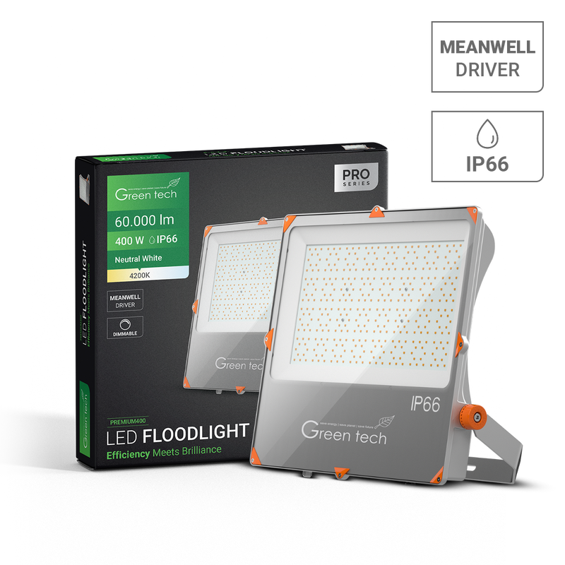 GREEN TECH Premium LED reflektor Green Tech, 400W, 150LM/W 4200K, IP66 Meanwell XLG - PREMIUM400