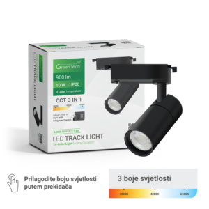 GREEN TECH LED šinska svjetiljka Green Tech 10W, 3 CCT, crna boja - L068-10W-3CCT-BK