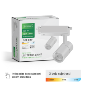 GREEN TECH LED šinska svjetiljka Green Tech 10W, 3 CCT, bijela boja - L068-10W-3CCT-WH