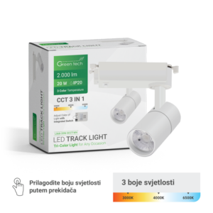 GREEN TECH LED šinska svjetiljka Green Tech 20W, 3 CCT, bijela boja - L068-20W-3CCT-WH