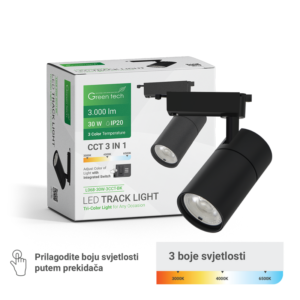 GREEN TECH LED šinska svjetiljka Green Tech 30W, 3 CCT, crna boja - L068-30W-3CCT-BK