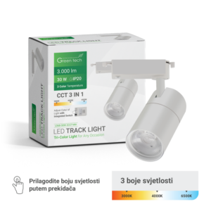 GREEN TECH LED šinska svjetiljka Green Tech 30W, 3 CCT, bijela boja - L068-30W-3CCT-WH