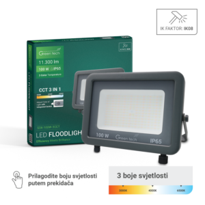 GREEN TECH LED reflektor Green Tech 100W, 3CCT, IP65, aluminij - S3X-100W-3CCT