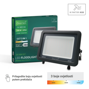 GREEN TECH LED reflektor Green Tech, 200W, 3CCT, IP65, aluminij - S3X-200W-3CCT