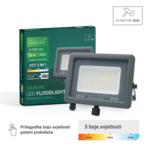 GREEN TECH LED reflektor Green Tech 50W, 3CCT, IP65, aluminij - S3X-50W-3CCT