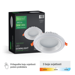 GREEN TECH LED downlight Green Tech 12W, 3 CCT, okrugli - DW-R03-12W-3CCT