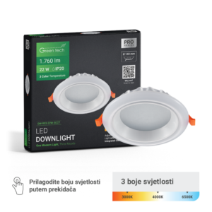 GREEN TECH LED downlight Green Tech 22W, 3 CCT, okrugli - DW-R03-22W-3CCT