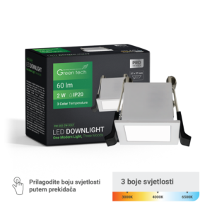 GREEN TECH LED downlight Green Tech 2W, 3 CCT, pravokutni - DW-S02-2W-3CCT