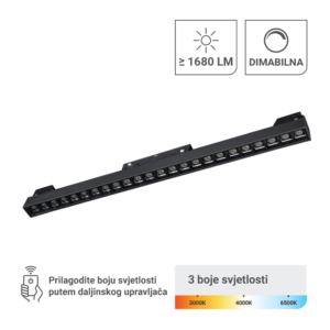 GREEN TECH LED magnetna svjetiljka Green Tech 24W, 3CCT, IP20, OSRAM LED, crna boja - MT02-20-24W-3CCT
