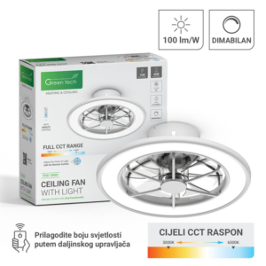 GREEN TECH Stropni ventilator sa svjetiljkom Green Tech, 18", 40W, 3CCT, bijeli - FNX-18WH