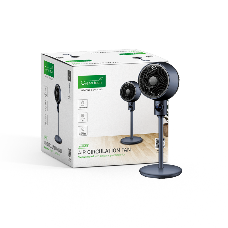 GREEN TECH Ventilator s postoljem Green Tech 35W, 9", timer - G-F9-BR