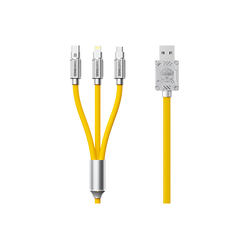 TRANSFORMERS USB na mikro, C i lightning kabel Transformers TF-A03, 1.2m, žuti - TF-A03-YL